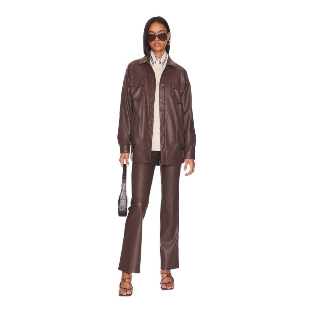 AFRM x Revolve Vegan Leather Pant Alyssa Pant Baby Boot High Waist Pull On XS - Picture 10 of 11